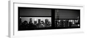 Window View with Venetian Blinds: Manhattan Skyline by Night with the Empire State Building-Philippe Hugonnard-Framed Photographic Print