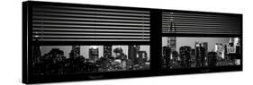 Window View with Venetian Blinds: Manhattan Skyline by Night with the Empire State Building-Philippe Hugonnard-Stretched Canvas