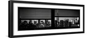 Window View with Venetian Blinds: Manhattan Skyline by Night with the Empire State Building-Philippe Hugonnard-Framed Photographic Print
