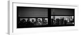 Window View with Venetian Blinds: Manhattan Skyline by Night with the Empire State Building-Philippe Hugonnard-Framed Photographic Print