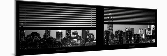 Window View with Venetian Blinds: Manhattan Skyline by Night with the Empire State Building-Philippe Hugonnard-Mounted Photographic Print