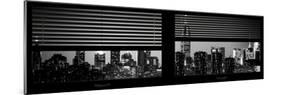 Window View with Venetian Blinds: Manhattan Skyline by Night with the Empire State Building-Philippe Hugonnard-Mounted Photographic Print