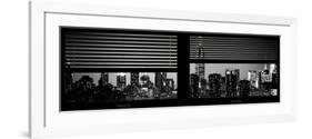 Window View with Venetian Blinds: Manhattan Skyline by Night with the Empire State Building-Philippe Hugonnard-Framed Photographic Print