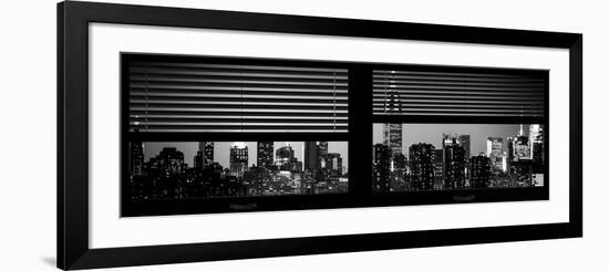 Window View with Venetian Blinds: Manhattan Skyline by Night with the Empire State Building-Philippe Hugonnard-Framed Photographic Print