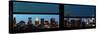 Window View with Venetian Blinds: Manhattan Skyline by Nightfall with the Empire State Building-Philippe Hugonnard-Stretched Canvas