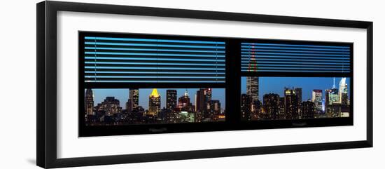 Window View with Venetian Blinds: Manhattan Skyline by Nightfall with the Empire State Building-Philippe Hugonnard-Framed Photographic Print