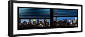 Window View with Venetian Blinds: Manhattan Skyline by Nightfall with the Empire State Building-Philippe Hugonnard-Framed Photographic Print