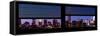 Window View with Venetian Blinds: Manhattan Skyline by Nightfall with the Empire State Building-Philippe Hugonnard-Framed Stretched Canvas