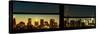 Window View with Venetian Blinds: Manhattan Skyline by Nightfall with the Empire State Building-Philippe Hugonnard-Stretched Canvas