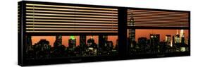 Window View with Venetian Blinds: Manhattan Skyline by Nightfall with the Empire State Building-Philippe Hugonnard-Stretched Canvas