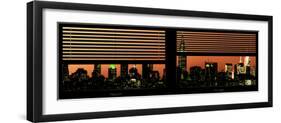 Window View with Venetian Blinds: Manhattan Skyline by Nightfall with the Empire State Building-Philippe Hugonnard-Framed Photographic Print