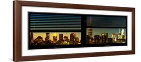 Window View with Venetian Blinds: Manhattan Skyline by Nightfall with the Empire State Building-Philippe Hugonnard-Framed Photographic Print