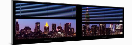 Window View with Venetian Blinds: Manhattan Skyline by Nightfall with the Empire State Building-Philippe Hugonnard-Mounted Photographic Print