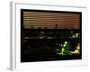 Window View with Venetian Blinds: Manhattan Skyline by Nightfall with the Empire State Building-Philippe Hugonnard-Framed Photographic Print