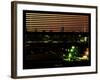 Window View with Venetian Blinds: Manhattan Skyline by Nightfall with the Empire State Building-Philippe Hugonnard-Framed Photographic Print