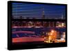 Window View with Venetian Blinds: Manhattan Skyline by Nightfall with the Empire State Building-Philippe Hugonnard-Stretched Canvas