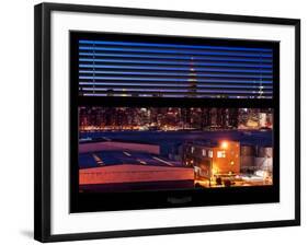 Window View with Venetian Blinds: Manhattan Skyline by Nightfall with the Empire State Building-Philippe Hugonnard-Framed Photographic Print