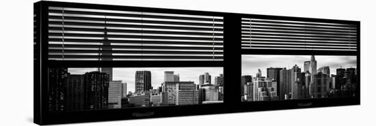 Window View with Venetian Blinds: Manhattan Skylinewith Empire State Building and Chrysler Building-Philippe Hugonnard-Stretched Canvas