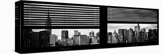 Window View with Venetian Blinds: Manhattan Skylinewith Empire State Building and Chrysler Building-Philippe Hugonnard-Stretched Canvas