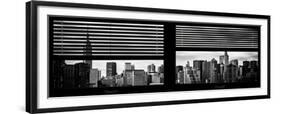 Window View with Venetian Blinds: Manhattan Skylinewith Empire State Building and Chrysler Building-Philippe Hugonnard-Framed Premium Photographic Print