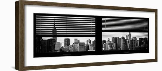 Window View with Venetian Blinds: Manhattan Skylinewith Empire State Building and Chrysler Building-Philippe Hugonnard-Framed Photographic Print