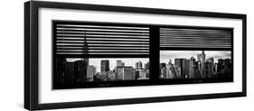 Window View with Venetian Blinds: Manhattan Skylinewith Empire State Building and Chrysler Building-Philippe Hugonnard-Framed Photographic Print