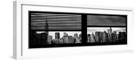 Window View with Venetian Blinds: Manhattan Skylinewith Empire State Building and Chrysler Building-Philippe Hugonnard-Framed Photographic Print