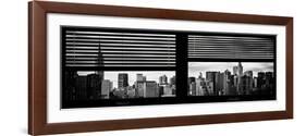 Window View with Venetian Blinds: Manhattan Skylinewith Empire State Building and Chrysler Building-Philippe Hugonnard-Framed Photographic Print