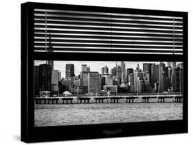 Window View with Venetian Blinds: Manhattan Skylinewith Empire State Building and Chrysler Building-Philippe Hugonnard-Stretched Canvas