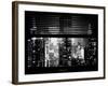 Window View with Venetian Blinds: Manhattan Skyscrapers and Times Square by Night - NYC-Philippe Hugonnard-Framed Photographic Print