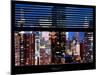 Window View with Venetian Blinds: Manhattan Skyscrapers and Times Square by Night - NYC-Philippe Hugonnard-Mounted Photographic Print