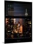 Window View with Venetian Blinds: Manhattan Skyscrapers and Times Square by Night-Philippe Hugonnard-Mounted Photographic Print