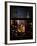 Window View with Venetian Blinds: Manhattan Skyscrapers and Times Square by Night-Philippe Hugonnard-Framed Photographic Print