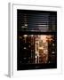 Window View with Venetian Blinds: Manhattan Skyscrapers and Times Square by Night-Philippe Hugonnard-Framed Photographic Print