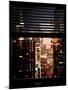 Window View with Venetian Blinds: Manhattan Skyscrapers and Times Square by Night-Philippe Hugonnard-Mounted Photographic Print