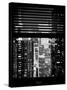 Window View with Venetian Blinds: Manhattan Skyscrapers and Times Square by Night-Philippe Hugonnard-Stretched Canvas