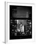 Window View with Venetian Blinds: Manhattan Skyscrapers and Times Square by Night-Philippe Hugonnard-Framed Photographic Print