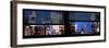 Window View with Venetian Blinds: Manhattan Skyscrapers and Times Square by Night-Philippe Hugonnard-Framed Photographic Print