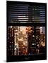 Window View with Venetian Blinds: Manhattan Skyscrapers and Times Square by Night-Philippe Hugonnard-Mounted Photographic Print