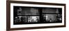 Window View with Venetian Blinds: Manhattan Skyscrapers and Times Square by Night-Philippe Hugonnard-Framed Photographic Print