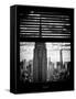 Window View with Venetian Blinds: Manhattan View with Empire State Building (1 WTC)-Philippe Hugonnard-Framed Stretched Canvas