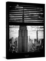 Window View with Venetian Blinds: Manhattan View with Empire State Building (1 WTC)-Philippe Hugonnard-Stretched Canvas