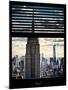 Window View with Venetian Blinds: Manhattan View with Empire State Building (1 WTC)-Philippe Hugonnard-Mounted Premium Photographic Print