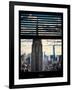 Window View with Venetian Blinds: Manhattan View with Empire State Building (1 WTC)-Philippe Hugonnard-Framed Photographic Print