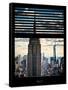 Window View with Venetian Blinds: Manhattan View with Empire State Building (1 WTC)-Philippe Hugonnard-Framed Stretched Canvas