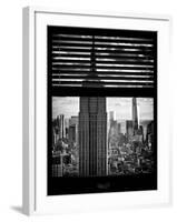 Window View with Venetian Blinds: Manhattan View with Empire State Building (1 WTC)-Philippe Hugonnard-Framed Photographic Print