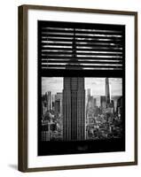 Window View with Venetian Blinds: Manhattan View with Empire State Building (1 WTC)-Philippe Hugonnard-Framed Photographic Print