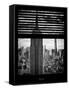 Window View with Venetian Blinds: Manhattan View with Empire State Building (1 WTC)-Philippe Hugonnard-Framed Stretched Canvas