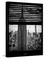 Window View with Venetian Blinds: Manhattan View with Empire State Building (1 WTC)-Philippe Hugonnard-Stretched Canvas