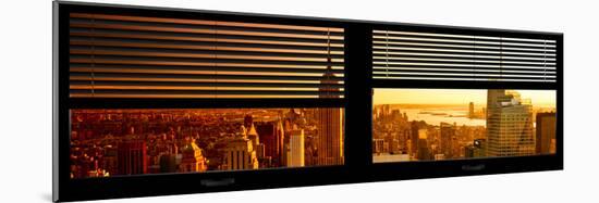 Window View with Venetian Blinds: Manhattan View with Empire State Building at Sunset-Philippe Hugonnard-Mounted Photographic Print